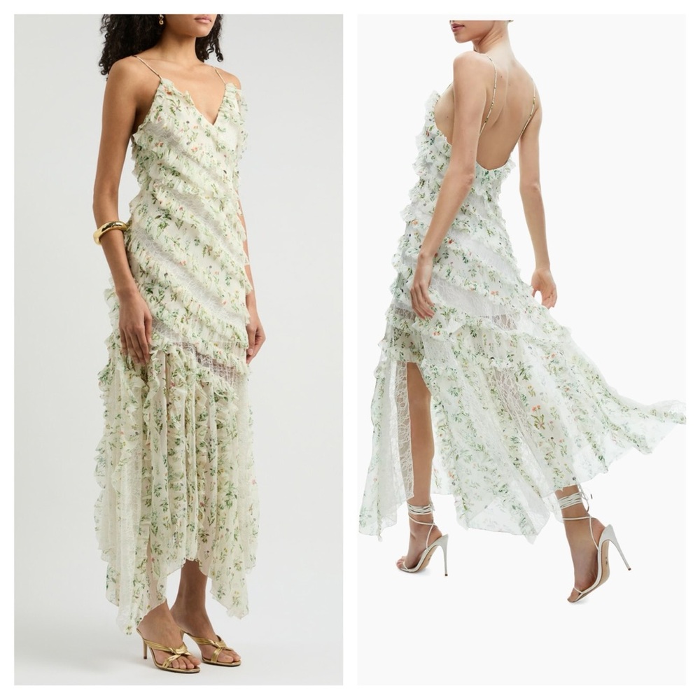 ALICE and Olivia / Sondra dress Ruffle floral slip maxi dress 4